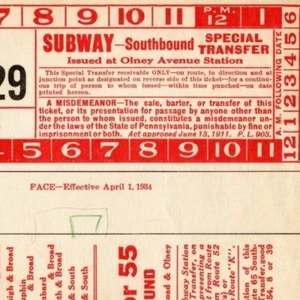 Philadelphia Rapid Transit c1934 Page from Bus Subway Ticket Sample Book (0029) - Picture 1 of 3
