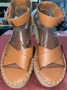 ASOS Design Brown, Espadrille, Low Style Cross Strap Sandal Ankle Buckle New Sz9 - Picture 1 of 8