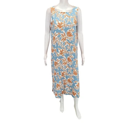 Denim Co Naturals Trendy Linen Blend Printed A-Line Midi Dress Petite Small Size - Image 1 of 4