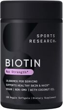 Sports Research Vegan Biotin 10,000mcg with Coconut Oil - Max Strength Biotin Vi