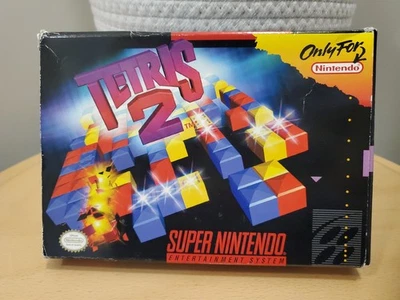 Tetris 2 SNES Super Nintendo 1994 With  Box Video Game Tested Working  - Image 1 of 4