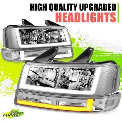 Switchback U-Style LED DRL Headlights for Chevy Express GMC Savana 03-23 Chrome - Image 1 of 4