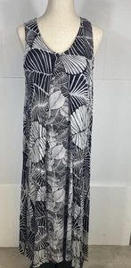 Soft Surroundings Maxikleid Overlay schwarz weiß tropisch XL Urlaub Strand - Bild 1 von 4