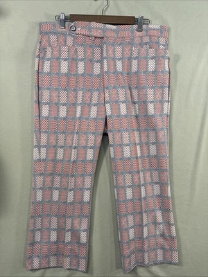 Pantalones Lee Leisures de Colección Años 60 70! Discoteca a cuadros de poliéster para hombre 36x24 alta agua Foto 1 de 4