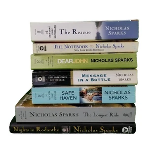 ✅Lot Of 7 Nicholas Sparks Adult Romance/Fantasy/Love/Loss/PBR/Story Novels/Books - Imagen 1 de 8