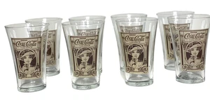 Coca-Cola Flair Re-Creation 16 oz Glass Set of 8 Reproduction Vintage Style - Picture 1 of 8