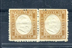 SARDEGNA ITALIA 1861 coppia c. 10 ridentellata nuova non linguellata - Bild 1 von 2
