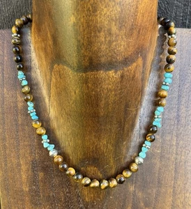 Tommy Rosita Singer T R Sterling Silver Tigers Eye Choker Bead Necklace 15 Inch - Picture 1 of 12