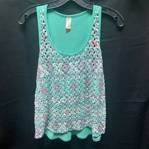 No Boundaries Tank Casual Floral Top Bluse - Damen Gr. L Blau - Bild 1 von 6