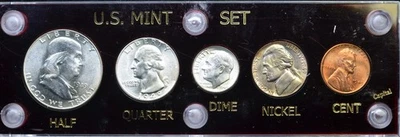 1949 P SILVER 50c 25c 10c US MINT SET SUPER NICE RED CAPITAL HOLDER FBL FRANKLIN - Image 1 of 4
