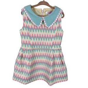 Sweet Charlotte Kids Girl's Size 5 Colorful Pink Cute Geometric Print Mini Dress - Picture 1 of 9