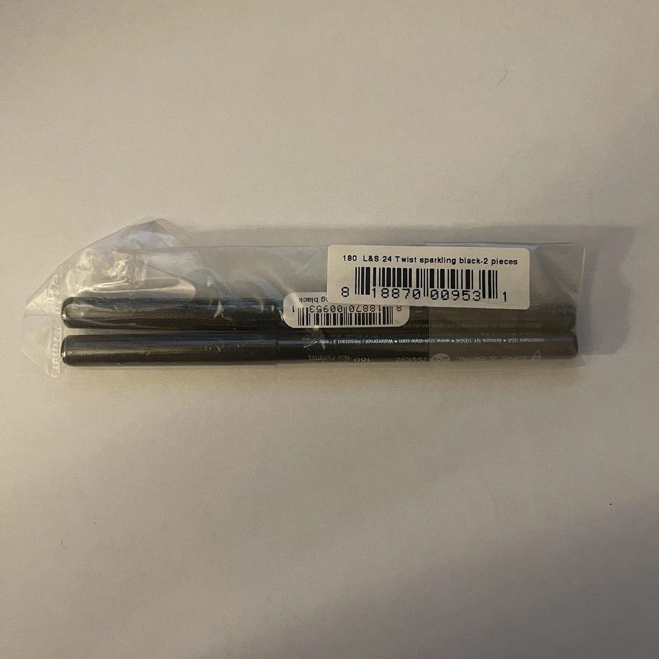 2 New Sealed Styli Style Line & Seal 24 Twist Eyeliner 180 Sparkling Black - Image 1 of 1