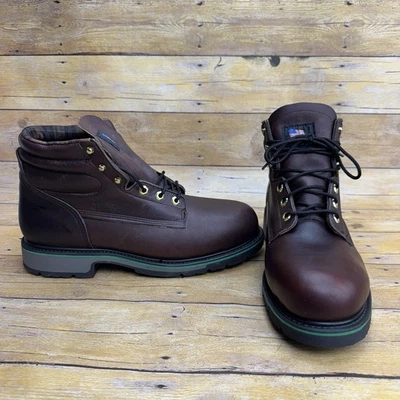 Botas de trabalho de couro vintage Work One EUA 11 EEE largas Weinbrenner Thorogood novas sem etiquetas nos - Imagem 1 de 4