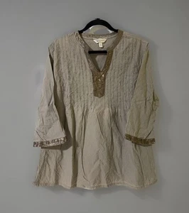 Krazy Kat Boho tunica top camicia beige tortora taglia XL - Foto 1 di 14