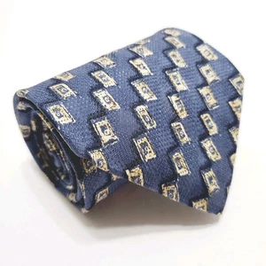 Guess Men's Silk Necktie Blue Geometric Pattern 58x3.75" Made in USA - Picture 1 of 5