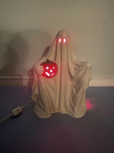 Vintage Ceramic Ghost With Jack O Lantern Byron Molds 1972 Halloween 9 Inches - Picture 1 of 14