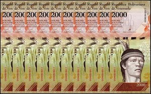 Venezuela 2000 Bolívar Fuerte, 2016, P-96b, UNC X 10 PIEZAS - Imagen 1 de 2