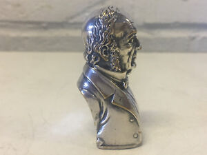 Antique Silver Plated Figural Match Safe w/ Man in Bow Tie & Jacket