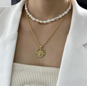 High End Women Elegant Jewelry Natural Baroque Real 4mm Freshwater Pearl Choker - Picture 1 of 3