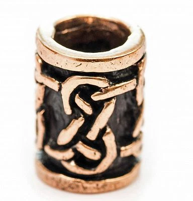 Bronze Bart Perle Bartperle Bartschmuck Keltischer Knoten Loch 5mm + Gummis - Bild 1 von 2