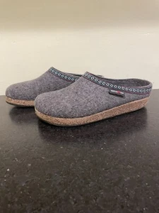 Haflinger Grey Wool Slippers With Arch Support Grizzly Women’s Clogs Shoes 41 - Picture 1 of 9