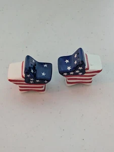 pier one star 4th of july salt and pepper shakers 2" - Picture 1 of 8