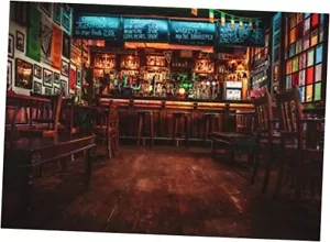 Telón de fondo de pub irlandés de tela BELECO 9x6 pies The Temple Bar Café 9x6 pies A10675 - Imagen 1 de 8