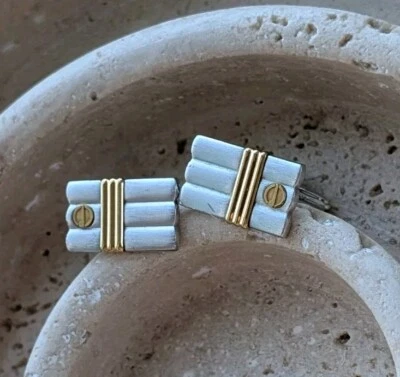 Elegantes gemelos Dunhill vintage chapados en oro tono plata Foto 1 de 4