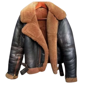 B3 RAF Brown Mens Bomber Flying Aviator Fur Irvin Real Shearling Leather Jacket - Picture 1 of 9