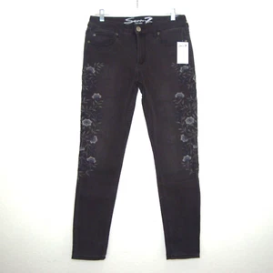 NWT Seven 7 Embroidered Floral Skinny Black Jeans Stretch Size 10 MY1258 - Picture 1 of 12