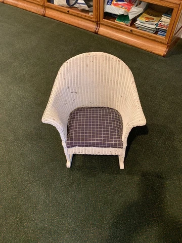 Antique Childs White Wicker Rocking Chair Cover