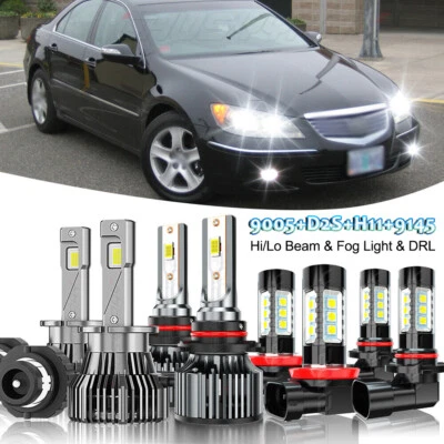 For Acura RL 2005-2012 8PCS Front LED Headlights Hi/Lo Beam+DRL Fog Light Bulbs - Image 1 of 4