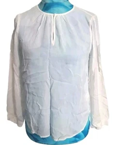 VELVET By GRAHAM & SPENCER Women White Blouse S 10 uk 36" Bust Slit Open Sleeve - Picture 1 of 6