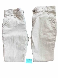Lot Of 2 Old Navy Boys School Uniform Pants, Khaki Flat Front Adjustable Size 14 - Picture 1 of 6