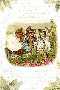 Beatrix Potter Kitten Kittens Tabitha Twitchit Blank Inside Greeting Card - Picture 1 of 2