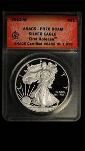2012-W American Silver Eagle PR70 DCAM ANACS First Release- Free Shipping USA - Picture 1 of 3