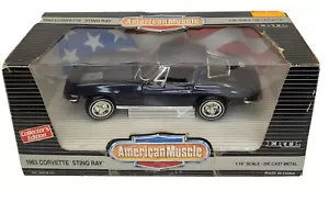 ERTL American Muscle Chevrolet 1963 Corvette Sting Ray1 1:18 Blue -Collectors Ed - Picture 1 of 8