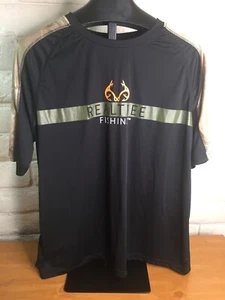Men's RealTree Fishing Shirt Black Size XL - 2 Tiny White Spots New with Defects - Picture 1 of 8