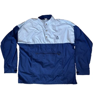ROBERT SAUNDERS Giacca a vento Uomo XL Preppy Snap Blu Bianco Escursionismo Vintage Gorpcor - Foto 1 di 11