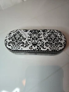 Brighton Eyeglasses Metal Case Black & White Floral & Geometric Design Nice - Picture 1 of 7