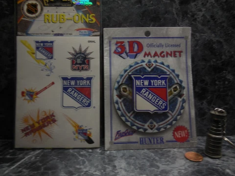6 new york rangers rub-ons/ 1 3d magnet/ 1 stanley cup pewter keychain Cover