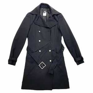 Versace langer Damen-Trenchcoat | Vintage Luxus Designer schwarz Wolle Baumwolle Vintage - Bild 1 von 4