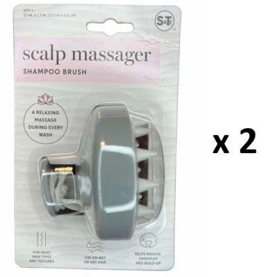 Champú exfoliante masajeador cabeza cabello cuero cabelludo champú silicona cepillo 3" paquete de 2 Foto 1 de 4