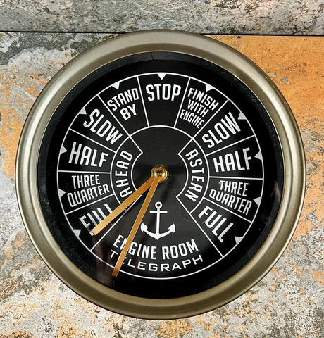 ENGINE ROOM Wall Clock Telegraph Boat Ship Vintage Style Nautical Decor EUC Cover