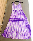 Young USA Swimsuit COVERUP Dress Tie Dye Tropical Bohemian Vacation LARGE Purple