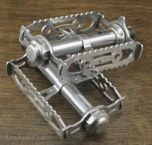 Vintage RoadBike Lyotard #460 RatTrap PEDALS 14mm French Race Track Tour Bicycle - Picture 1 of 11