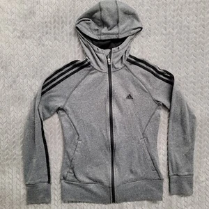 Sudadera con capucha polar Adidas Performance para mujer talla pequeña cremallera completa agujeros para los pulgares gris - Imagen 1 de 13