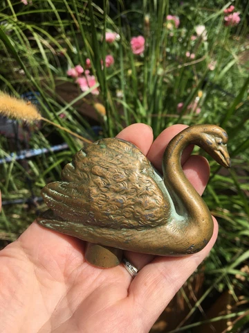 HEAVY antique swan bird lamp lighting finial brass plated zinc gothic hardware~ Cover