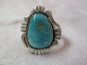 Vintage Navajo Sterling Ring Turquoise stone signed Al Yazzie - Picture 1 of 3