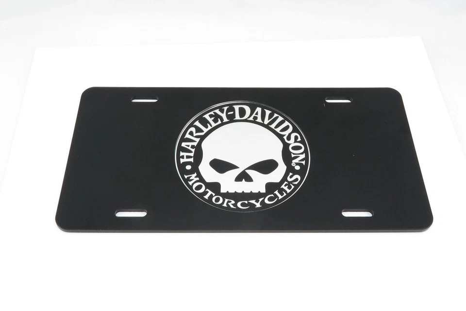 Harley Davidson Willie G Skull Acrylic Inlay Car License Plate Tag - Image 1 of 1
